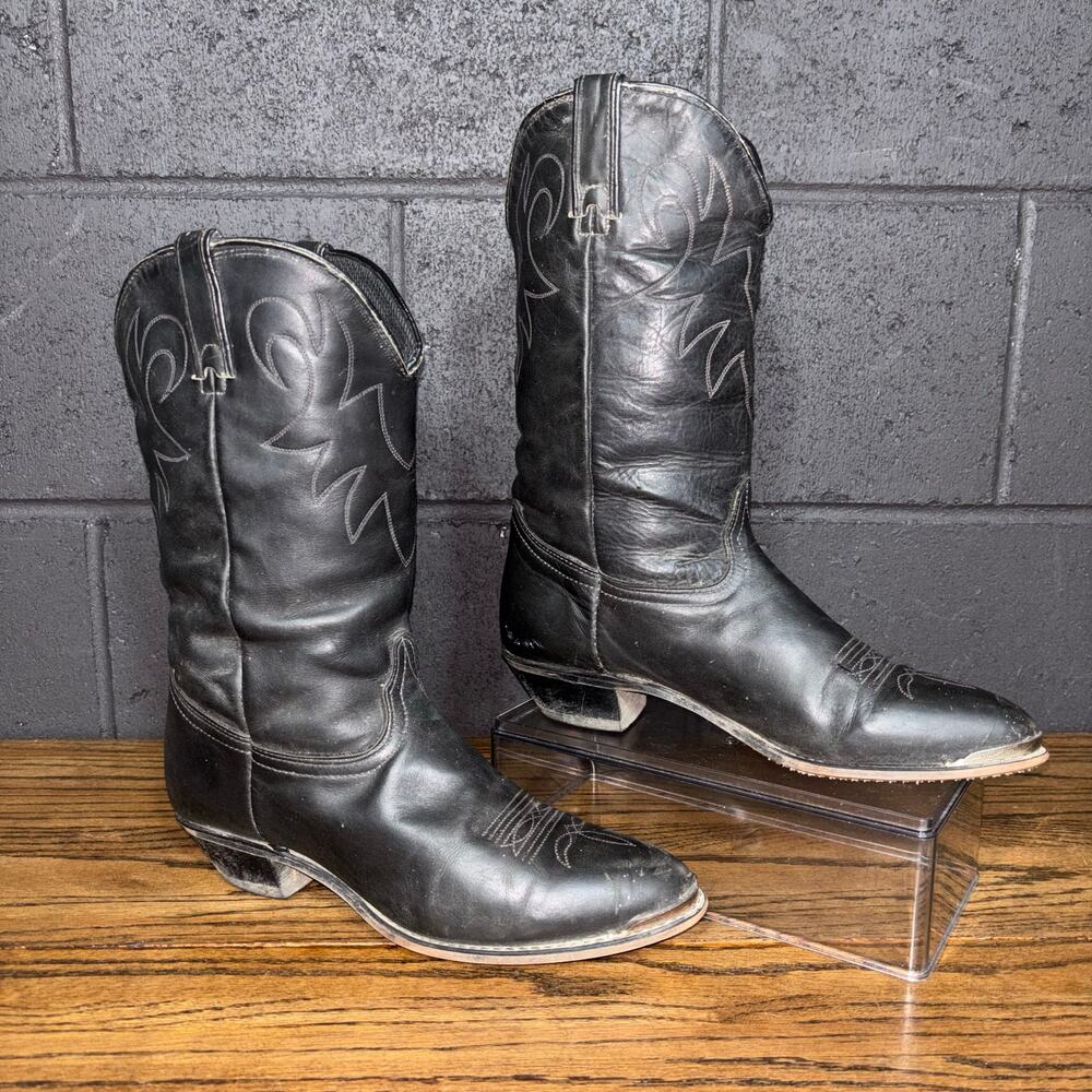 Vintage Durango Black Leather Western Cowboy Boots Women’s 10 Made In USA